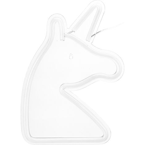 Enseigne murale licorne LED rose et blanche néon, pour une décoration murale lumineuse et tendance, décoration de chambre, accessoires de maison, décorations de fête et de vacances, alimentée par USB. (1/5)