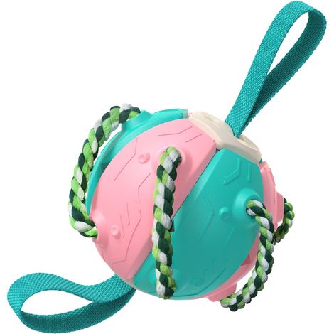 Jouet interactif pour chien, frisbee et ballon de football pour l'entraînement en extérieur, jouet multifonctionnel portable, en plastique, forme unique et couleurs vives, rose (1/5)