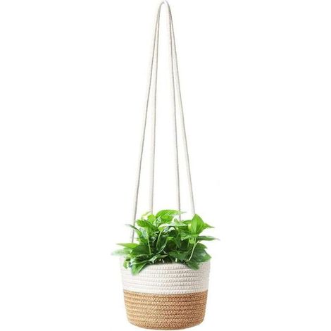Pot de Fleurs à Suspendre en Corde de Jute, Suspendu Panier Tissé, Pots de Plantes, Jardinière Suspendue en Corde, Panier Jardinière Suspendue Pot pour Plantes, Décoration Intérieure ou Extérieure (1/5)