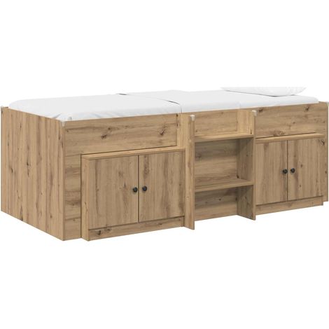 Loft Bed Frame with Cabinet 3 pcs Artisan Oak Engineered Wood vidaXL (1/5)