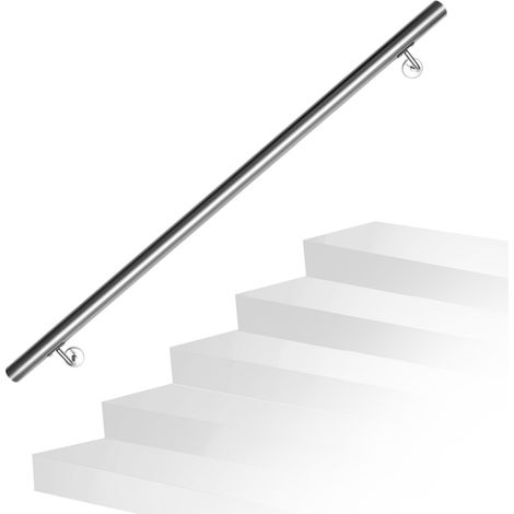 SWANEW Corrimano in acciaio inox V2A per scale - Supporto a parete, scelta 120 cm