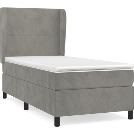 Maison Exclusive - Cama box spring con colchón terciopelo gris cl (1/5)