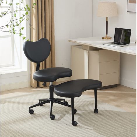 Sedia da ufficio criss-cross con ruote, altezza regolabile 89,4-105 cm, pelle PU nera, REDOM (1/5)