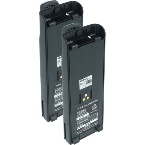 vhbw 2x Batterie remplacement pour Motorola NTN7143R, NTN7143CR, NTN7144 pour radio talkie-walkie (2500mAh, 7,5V, NiMH) - avec clip de ceinture