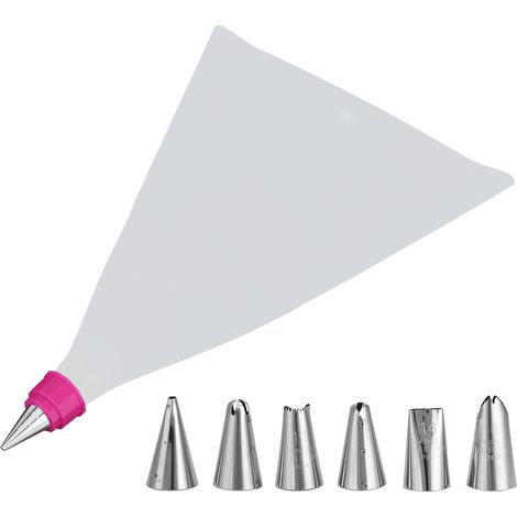 Lot de 2 douilles à pâtisserie en acier inoxydable et silicone, roses, pour la décoration de gâteaux (1/5)