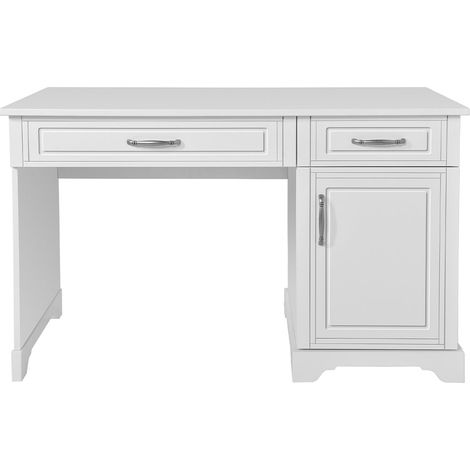 Bureau 2 tiroirs 1 porte Novelies Melody Blanc (1/3)