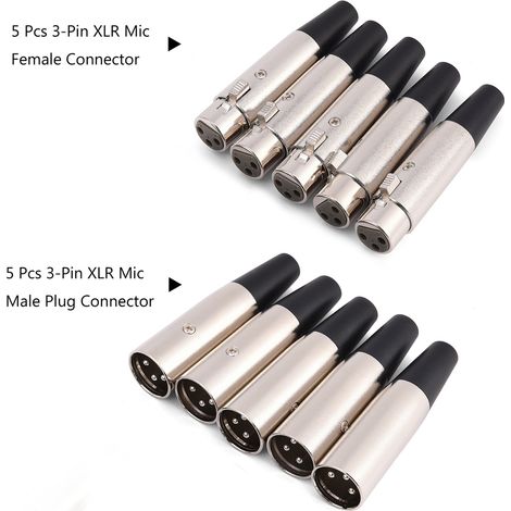 paires de connecteurs audio XLR 3 broches pour microphone (fiche mâle, prise femelle). (1/5)