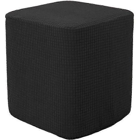 Housse carrée pour pouf, repose-pieds, housse de rechange-Black (1/5)