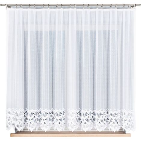 Tenda jacquard pronta all'uso Felicja, bianca, con motivo sul bordo inferiore, 300x160 cm (1/5)