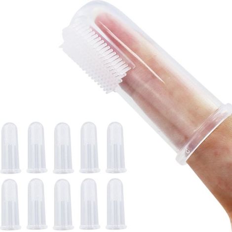 Brosse à dents pour chien - Lot de 12 - Brosses à dents en silicone souple - Brosse à dents pour animaux - Brosse à dents réutilisable pour doigt - Brosse à dents pour chien et chat - Convient aux ani (1/5)