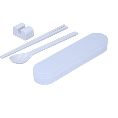 Ensemble de couverts portables cuillère et baguettes réutilisables en PP avec boîte de rangement pour repas à la maison ou à l'école (1/5)