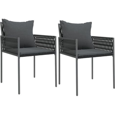 Maison Exclusive - Gartenstühle mit Kissen 2 Stk. Schwarz 54x61x8