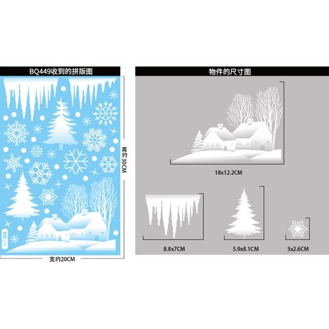 Autocollants pour fenêtre flocons de neige blancs et branches d'arbre, autocollants scène de forêt enneigée avec colibris, décorations de Noël hivernales, décorations de fenêtre statiques, anti-collis