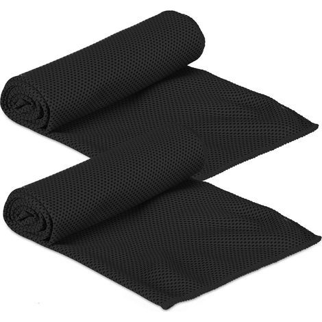 Serviette rafraichissante, Jeu de 2, Micro Fibres, pour Le Cou, Sport, 90x 30 cm, Noir