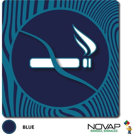 Plaque interdiction de fumer - Design Bleu 90x90mm - 4340005 (1/2)