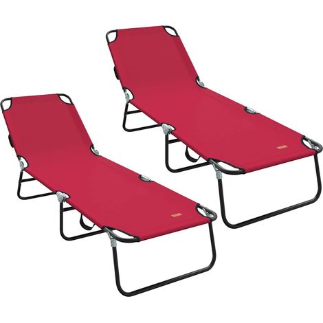 Maison Exclusive - Lettino prendisole pieghevole 2 pcs Rosso 188 x 57 x 86,5 cm