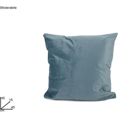 DUE ESSE DISTRIBUZIONI Cuscino Sfoderabile 45 x 45 Cm Velluto Celeste Scuro