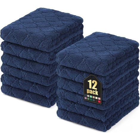 12x Moosfor Mikrofasertücher Waschbare Putzlappen 25x50cm Marine Blau (1/5)