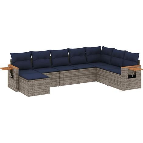 Maison Exclusive - 8-tlg. Garten-Sofagarnitur mit Kissen Grau Pol (1/5)