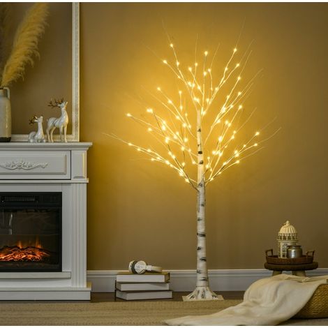 Árbol de abedul artificial con LED blanco cálido y ramas flexibles 150 cm (1/5)