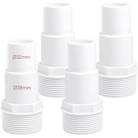 Lot de 4 raccords tuyau pour piscine - Diamètre : 32/38 mm Blanc 4p