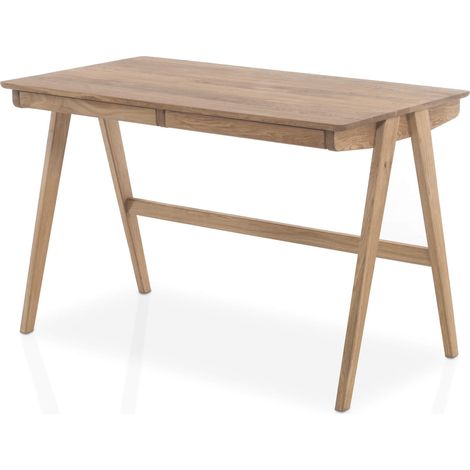 Bureau 2 tiroirs en bois massif chêne clair - BU16008 (1/5)