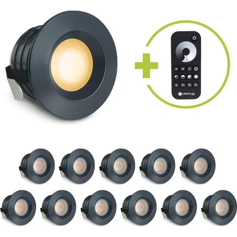 Einbaustrahler Mini flach Torino 3W 2700K IP44 - Farbe: anthrazit RAL 7016 - Anzahl: 12x
