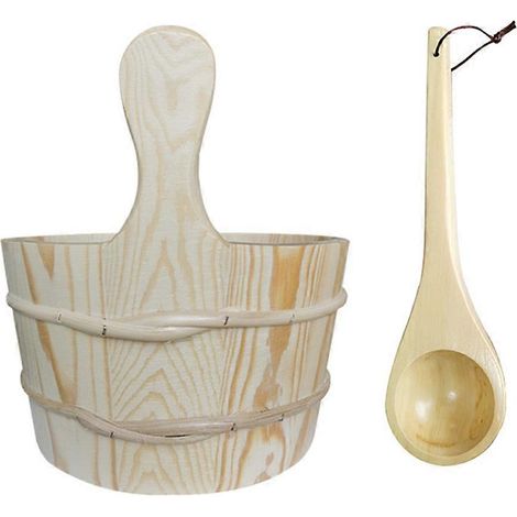 Seaux et cuillères en bois pour sauna, accessoires de sauna et de spa artisanaux en bois - JBMEDIA (1/4)