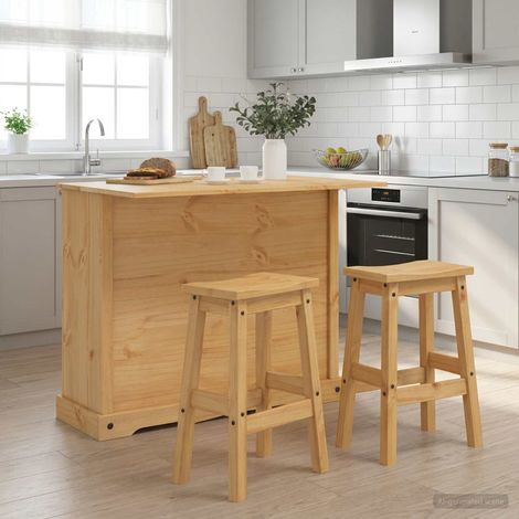 vidaXL Set isola da cucina 3 pz Cera di Miele 112 x 70 x 91,5 cm (1/5)