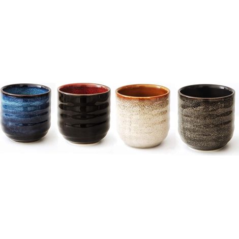 Set De Tasses En Céramique - 4 Pièces - 200 Ml - Hauteur 7 4 Cm - Convient Pour Thé Café Yerba Mate - Micro-ondes Et Lave-vaisselle (1/5)