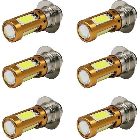 Convient pour 6 ampoules de phare de moto LED H6M PX15D (feux de route et de croisement), applicable aux motos, scooters et cyclomoteurs, blanc, 1500 lumens, 12-30V. (1/2)