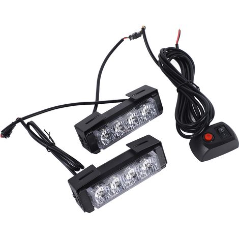 Gyrophare LED 24W 12V 8LED Barre de Feux Blanc Haute Luminosité Flash Avertissement Sécurité Véhicule Urgence (1/5)