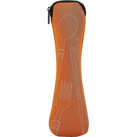 Tragbare Aufbewahrungstasche aus strapazierfähigem, abriebfestem Material für Besteck (Löffel und Gabeln) – Orange