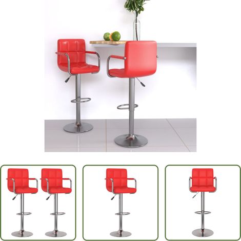 Chaise de bar - Tabourets de bar lot de 2 rouge similicuir (1/5)