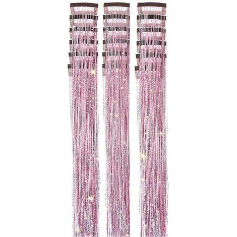 24-teiliges Clip-in-Haarverlängerungsset, farbenfroh und hitzebeständig, für Mädchen und Frauen. Partyaccessoires. (1/5)