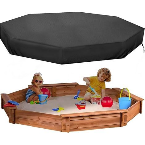 Achteckige Schutzhülle für Sandkästen im Freien, wasserdichtes 420D Oxford-Gewebe, wind- und staubdicht, Spielzelt für Kinder (Schwarz, 84" x 78" x 9") (1/5)