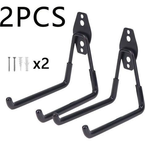Set mit 2 polierten, herzförmigen Metall-Wandhaken – Hohe Tragkraft – Ideal für Heimwerker, Garagen, Werkstätten und Werkzeug – Schwarz (1/5)