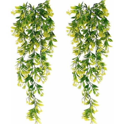 2 Pcs Lierre Artificiel Plantes suspension vertes artificielles pour Célébration, Mariage, Cuisine, Jardin, Bureau Décoration (Jaune) (1/5)
