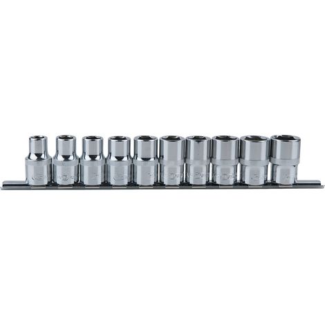KS Tools 1/2 CHROMEplus Sechskant-Stecknuss-Satz, 10-tlg, (1/2)