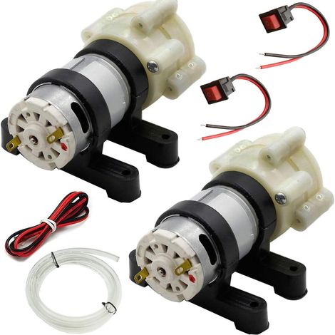 Pompa ad acqua a membrana 12V, mini pompa elettrica 1,5-1,8 l/min. Pompa autoadescante DC12V per acquari, vasche per pesci e fontane (2 pezzi)