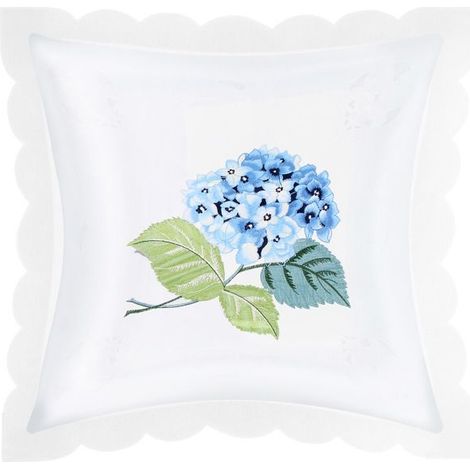 Housses de coussin - AVIZAR - Lot de 2 - 40x40 cm - Brodée - Fleur Hortensia Bleu (1/4)