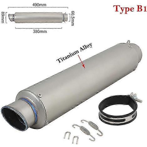 Pot d'échappement universel pour moto, silencieux en alliage de carbone et de titane modifié, 60 mm, pour Honda, BMW et Yamaha (Type B1) (1/5)