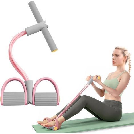 Corde de Tension multifonction Fitness 6 tubes extracteur de pédale bande de résistance bandes d'exercice-rose cerise (1/5)