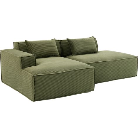 Divano in tessuto verde 233 cm con 2 cuscini e molle insacchettate HOMVRA (1/5)