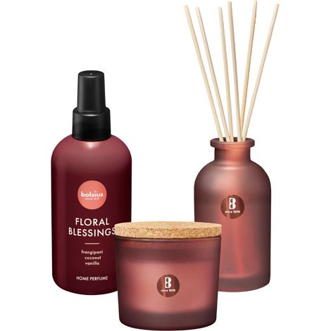 Coffret assorti - Floral blessings - bâtonnets parfumés - bougie parfumée - spray d'ambiance (1/5)
