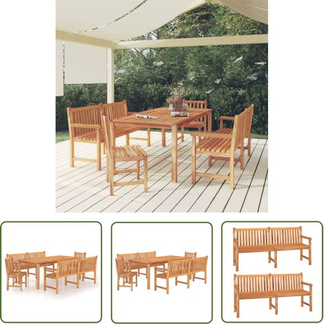 The Living Store 5-tlg. Garten-Essgruppe Massivholz Teak - Gartenmöbel - Essgruppe - Teakholz - Outdoor Möbel - Gartentisch (1/5)