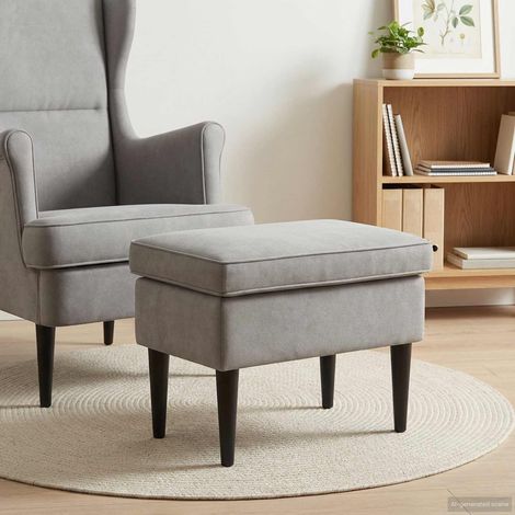 vidaXL Pouf Gris clair 55 x 35 x 41 cm Velours (1/5)