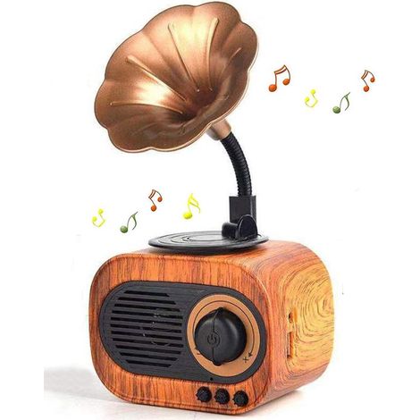 Altavoz de música retro,altavoz portátil inalámbrico vintage para exteriores con sonido estéreo potente,altavoz recargable,USB (1/5)