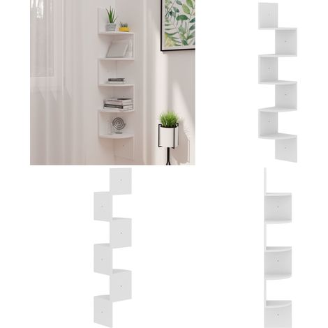 Wand-Eckregal Weiß 19x19x123 cm Holzwerkstoff - Wandregal - Eckschrank - Deko Regal - Aufbewahrung - Holzregal - Home & Living (1/5)