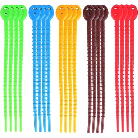 20 Stück Silikon-Kabelbinder, robuste Kabelbinder, Beutelverschlussclips, Kabelbänder, Brotklemmen, Gummi-Drehverschlüsse (1/5)
